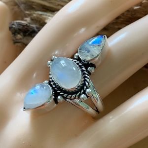 Moonstone Gemstone Sterling Ring 8 Reiki Charged